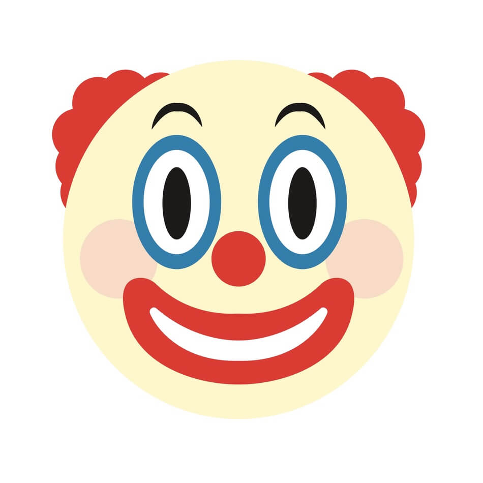 A silly emoji used for clown jokes and puns