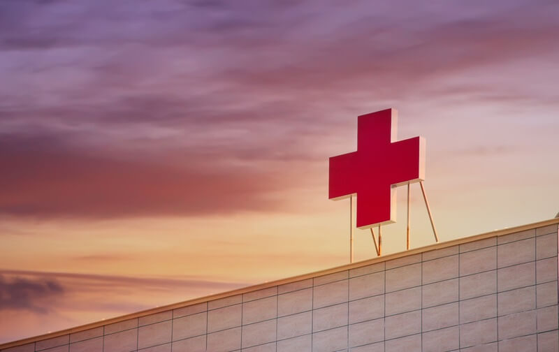 The roof of a hospital where people are telling jokes and puns