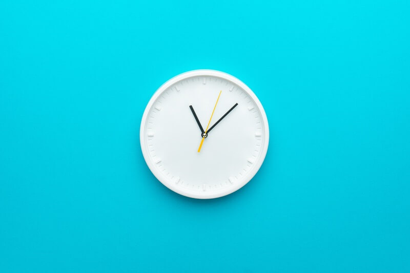 Clock on a blue wall