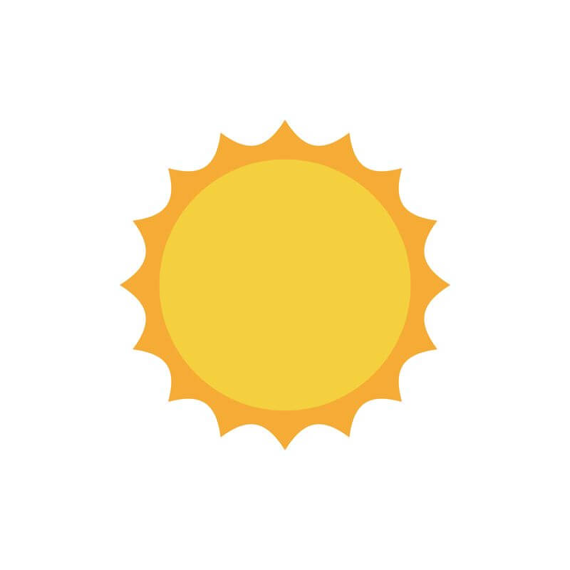 Drawing of the sun to inspire new sun puns and jokes